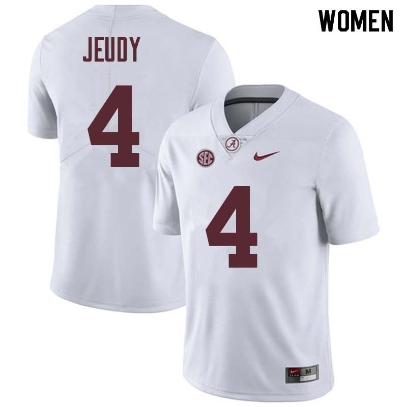 Women #4 Jerry Jeudy Alabama Crimson Tide College Football Jerseys Sale-White